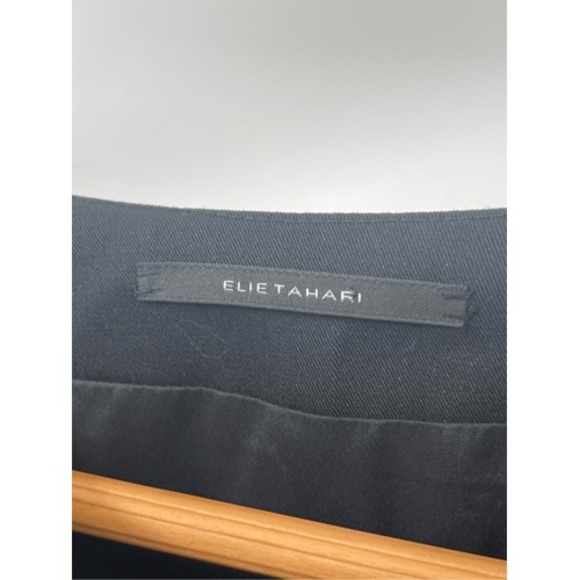 Elie Tahari Shift Dress Women Medium Knee Length Black‎ Short Sleeve V Neck Wool - Picture 8 of 11